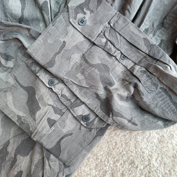 Calvin Klein Men Camo Button-Down Casual Shirt Green XL Military Army Camouflage - Picture 8 of 12